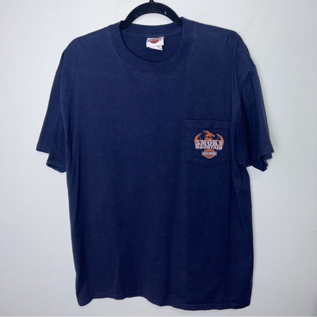 Harley Davidson Smoky Mountain Pocket T-Shirt Black Size Large
